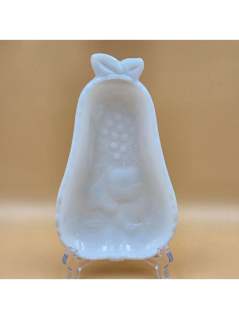 Hazel Atlas Blossom Grape Fruit Milk Glass Relish Dish